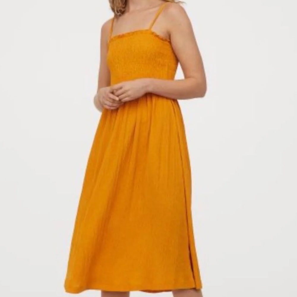 H&M yellow midi dress